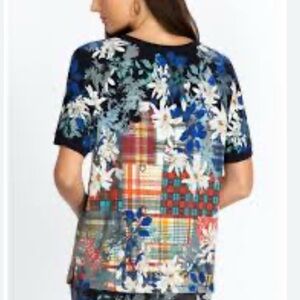 Johnny Was Multicolor Floral Patchwork Top